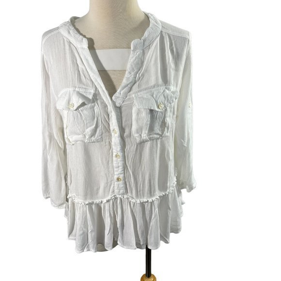 DEREK HEART White‎ Button Down Bohemian Shirt (S) - Picture 8 of 8